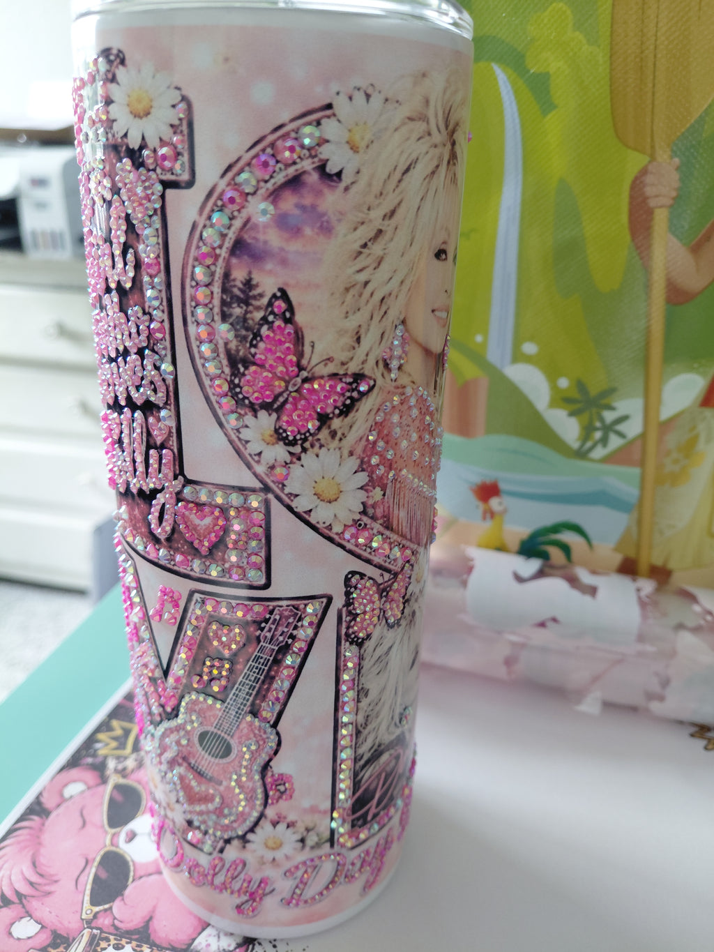 dolly love rhinestone tumbler