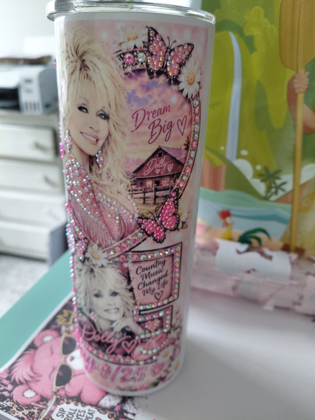 dolly love rhinestone tumbler