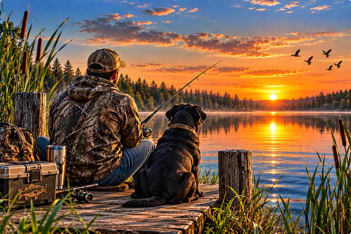 fishing with dog