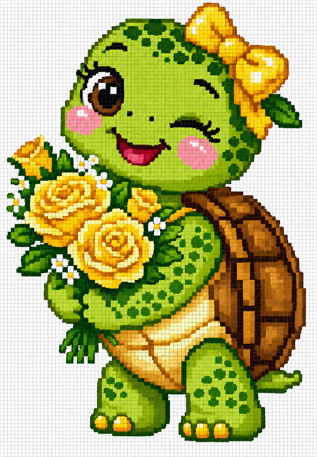 turtle with yellow flower